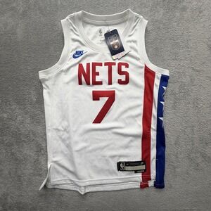 Brooklyn Nets Jersey Youth Medium White NBA Basketball Durant 7 Nike Dri Fit